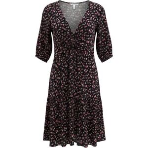 Arula Floral Tie Front V-Neck Mini Dress plus Size  2X Short Sleeve Tiered
